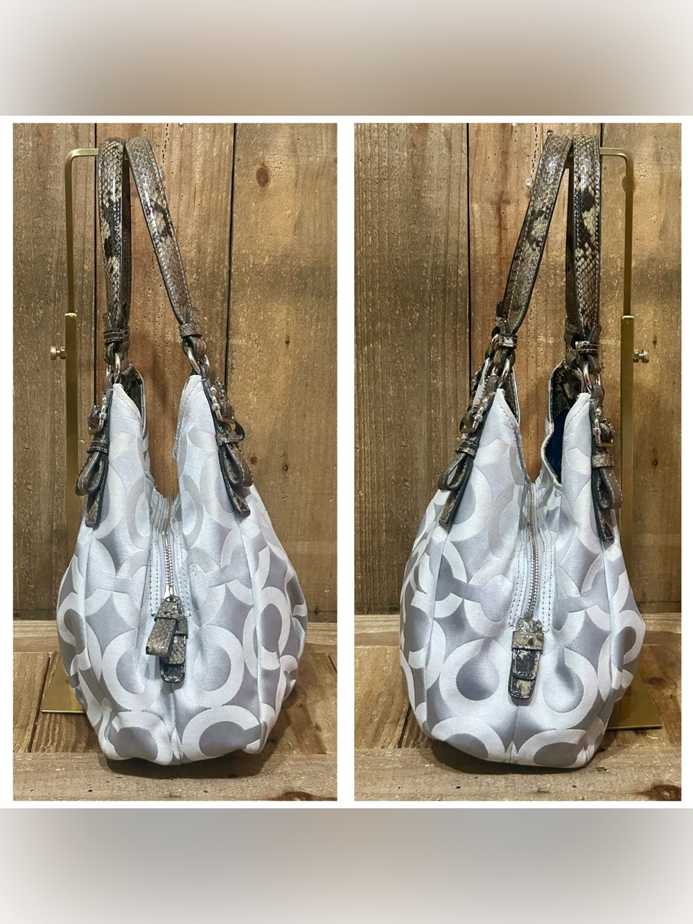 Coach. 4 Piece: Maggie Op Art Shoulder Bag with Free Watch, Wristlet & Dust Bag. - Picture 5 of 16